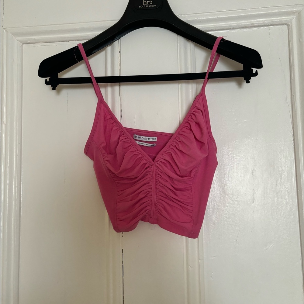 Pink Ruched Crop Top - Picture 1 of 6